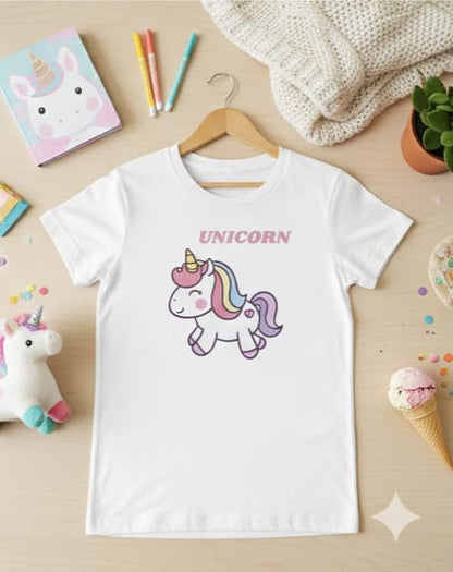 Kids Unicorn Graphic T-Shirt – Cute Rainbow Unicorn Cotton Tee for Girls