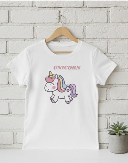 Kids Unicorn Graphic T-Shirt – Cute Rainbow Unicorn Cotton Tee for Girls