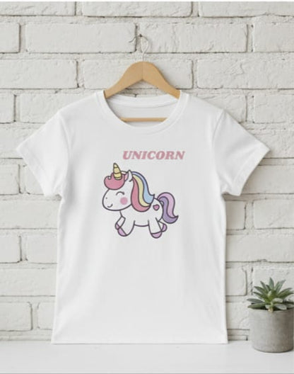 Kids Unicorn Graphic T-Shirt – Cute Rainbow Unicorn Cotton Tee for Girls