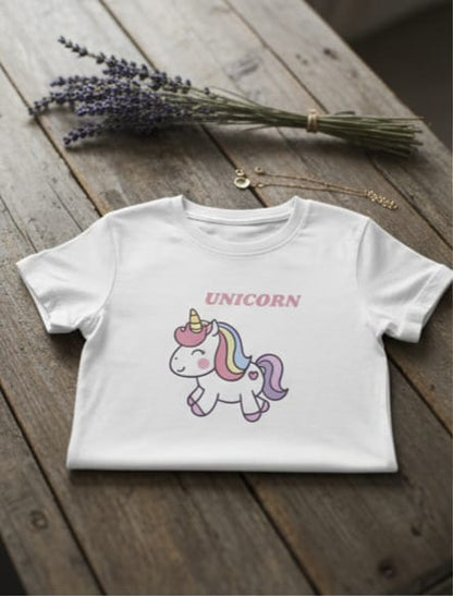 Kids Unicorn Graphic T-Shirt – Cute Rainbow Unicorn Cotton Tee for Girls