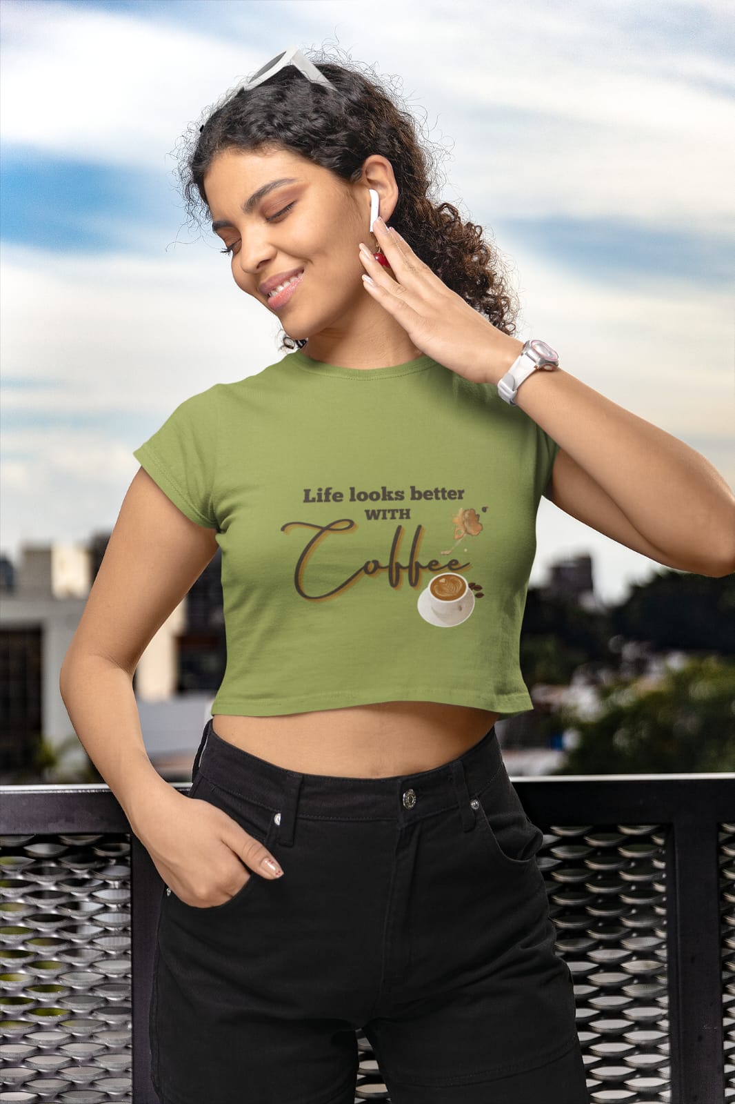 Life Looks Better With Coffee Women’s Cropped T-Shirt
