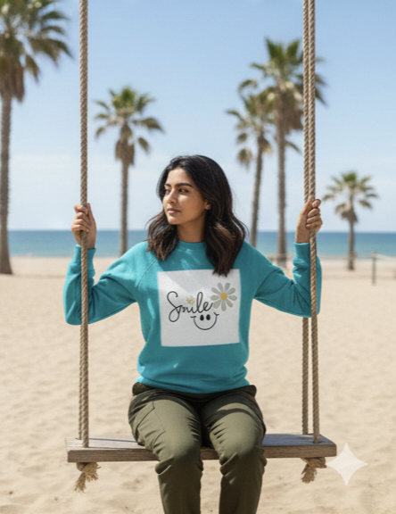 Smile Daisy Graphic Sweatshirt – Cozy Minimal Aesthetic Pullover