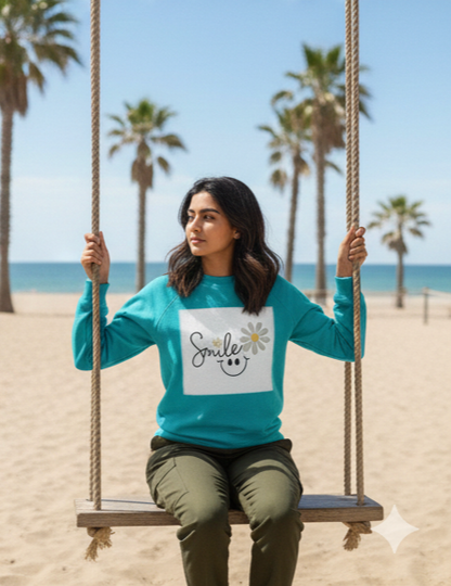 Smile Daisy Graphic Sweatshirt – Cozy Minimal Aesthetic Pullover