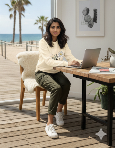 Smile Daisy Graphic Sweatshirt – Cozy Minimal Aesthetic Pullover